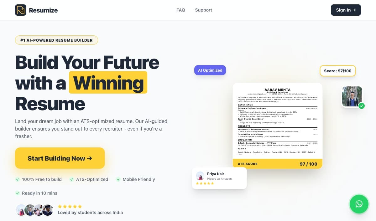 Resumize AI product screenshot